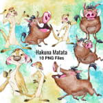 Timon and Pumbaa Watercolor Clipart Bundle Disney the Lion King PNG (Digital Download) - Image 1