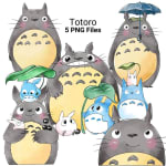 Totoro Watercolor Clipart Bundle Studio Ghibli PNG (Digital Download) - Image 1