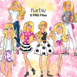 Trendy Barbie Fashion Clipart Bundle Trendy Outfits (Digital Download) - Image 1