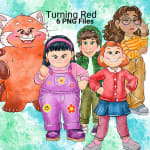 Turning Red Clipart Bundle Watercolor Pixar Mei Lee Red Panda PNG (Digital Download) - Image 1