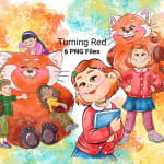Turning Red Clipart Red Panda Mei Lee Watercolor PNG (Digital Download) - Image 1