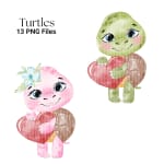 Turtle Watercolor Clipart Bundle Baby Sea Animal PNG (Digital Download) - Image 2