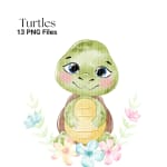Turtle Watercolor Clipart Bundle Baby Sea Animal PNG (Digital Download) - Image 5