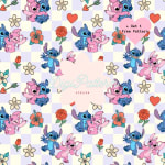 Valentines Love Stitch Seamless Pattern Heart Disney Paper (Digital Download) - Image 1