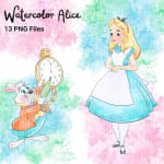 Watercolor Alice in Wonderland Clipart Bundle Disney PNG (Digital Download) - Image 2
