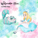 Watercolor Alice in Wonderland Clipart Bundle Disney PNG (Digital Download) - Image 3