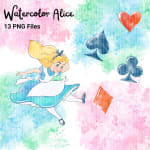 Watercolor Alice in Wonderland Clipart Bundle Disney PNG (Digital Download) - Image 4