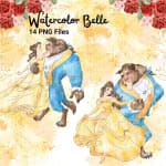 Watercolor Belle Clipart Bundle Disney Beauty and the Beast PNG (Digital Download) - Image 4
