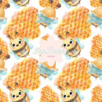 Watercolor Bumble Bee Seamless Pattern Baby Bee Paper Design (Digital Download) - Image 1