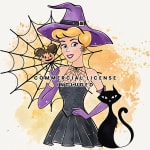 Watercolor Disney Princess Cinderella Halloween Skull Clipart Bundle Spooky PNG (Digital Download) - Image 3