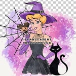 Watercolor Disney Princess Cinderella Halloween Skull Clipart PNG Spooky (Digital Download) - Image 2