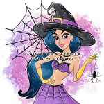 Watercolor Disney Princess Jasmine Halloween Skull Clipart PNG Bundle (Digital Download) - Image 1