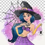 Watercolor Disney Princess Jasmine Halloween Skull Clipart PNG Bundle (Digital Download) - Image 2