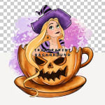 Watercolor Disney Princess Rapunzel Halloween Pumpkin Clipart Bundle Spooky PNG (Digital Download) - Image 2
