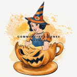 Watercolor Disney Princess Snow White Halloween Pumpkin Clipart Bundle Spooky PNG (Digital Download) - Image 3