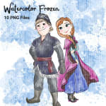 Watercolor Frozen Clipart Bundle Disney Elsa Anna Olaf PNG (Digital Download) - Image 3