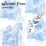 Watercolor Frozen Clipart Bundle Disney Elsa Anna Olaf PNG (Digital Download) - Image 4