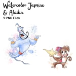 Watercolor Jasmine and Aladdin Clipart Bundle Disney Princess PNG (Digital Download) - Image 4