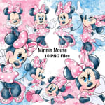 Watercolor Minnie Mouse Clipart Pink and Blue Disney (Digital Download) - Image 1
