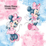 Watercolor Minnie Mouse Clipart Pink and Blue Disney (Digital Download) - Image 2