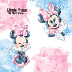 Watercolor Minnie Mouse Clipart Pink and Blue Disney (Digital Download) - Image 3