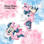 Watercolor Minnie Mouse Clipart Pink and Blue Disney (Digital Download) - Image 4
