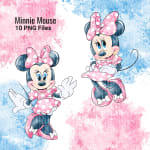 Watercolor Minnie Mouse Clipart Pink and Blue Disney (Digital Download) - Image 5