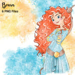 Watercolor Princess Brave PNG Bundle Handmade Disney Merida Clipart (Digital Download) - Image 2