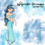 Watercolor Princesses PNG Bundle Handmade Disney Clipart (Digital Download) - Image 2
