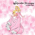 Watercolor Princesses PNG Bundle Handmade Disney Clipart (Digital Download) - Image 3
