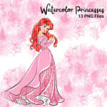 Watercolor Princesses PNG Bundle Handmade Disney Clipart (Digital Download) - Image 5
