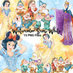 Watercolor Snow White Clipart Bundle Handmade Disney Princess (Digital Download) - Image 1