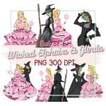 Wicked Clipart Bundle Disney Elphaba and Glinda Inspired Watercolor PNG (Digital Download) - Image 1