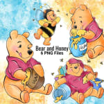 Winnie the Pooh Clipart Bundle Watercolor Disney Bear and Honey Pot PNG (Digital Download) - Image 1