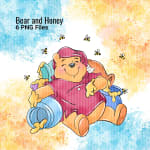 Winnie the Pooh Clipart Bundle Watercolor Disney Bear and Honey Pot PNG (Digital Download) - Image 2