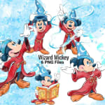 Wizard Mickey Mouse Clipart Watercolor Disney Sorcerer PNG (Digital Download) - Image 1