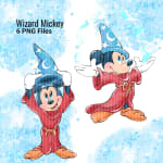 Wizard Mickey Mouse Clipart Watercolor Disney Sorcerer PNG (Digital Download) - Image 4