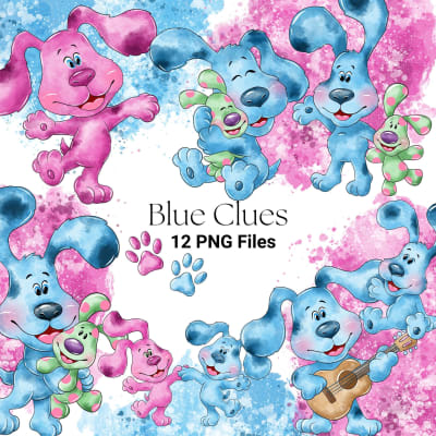 Blue's Clues Clipart Bundle Bleu and Pink Nickelodeon PNG (Digital Download)