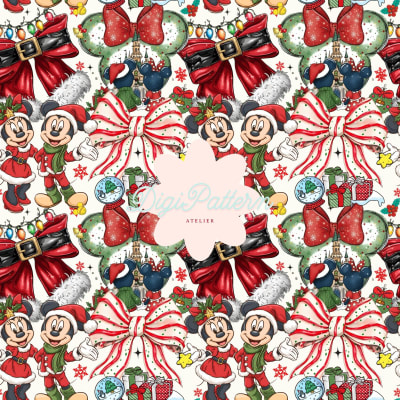 Disney Christmas Mickey Minnie Seamless Pattern Holiday Paper (Digital Download)