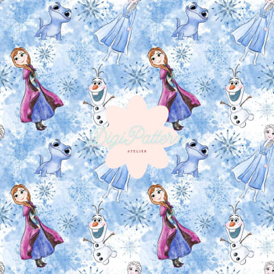 Frozen Disney Princess Seamless Pattern Anna Elsa Olaf Winter Paper (Digital Download)