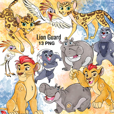 Lion Guard Watercolor Clipart Bundle Kion Fuli Beshte PNG Kit (Digital Download)
