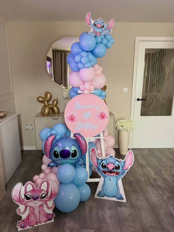 Stitch and Angel balloon decor