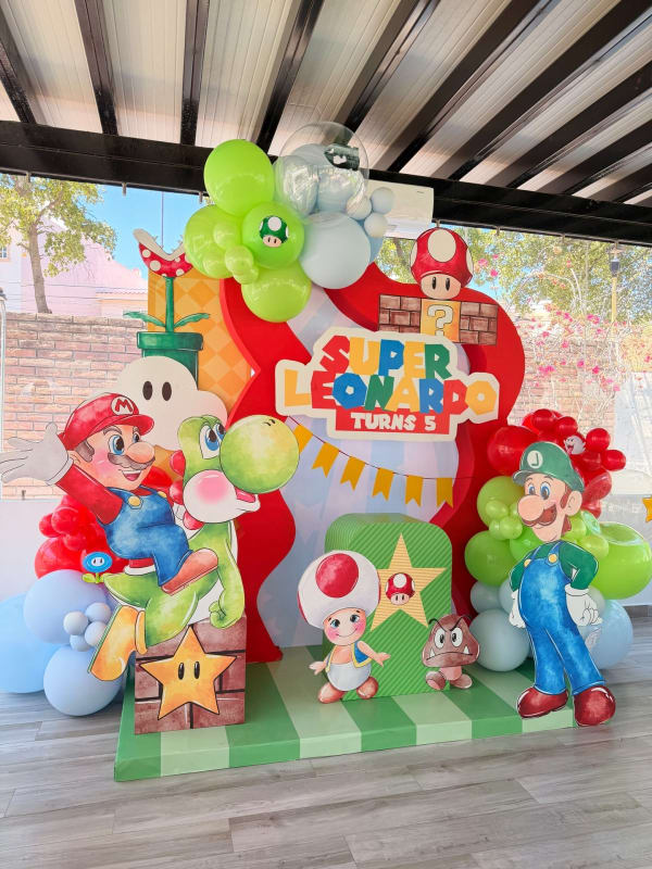 Super Mario 5th birthday backdrop