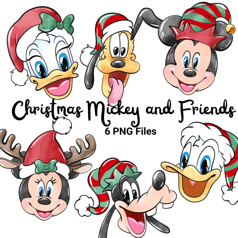 Christmas Mickey and Friends PNG Bundle Holiday Disney Clipart (Digital Download)