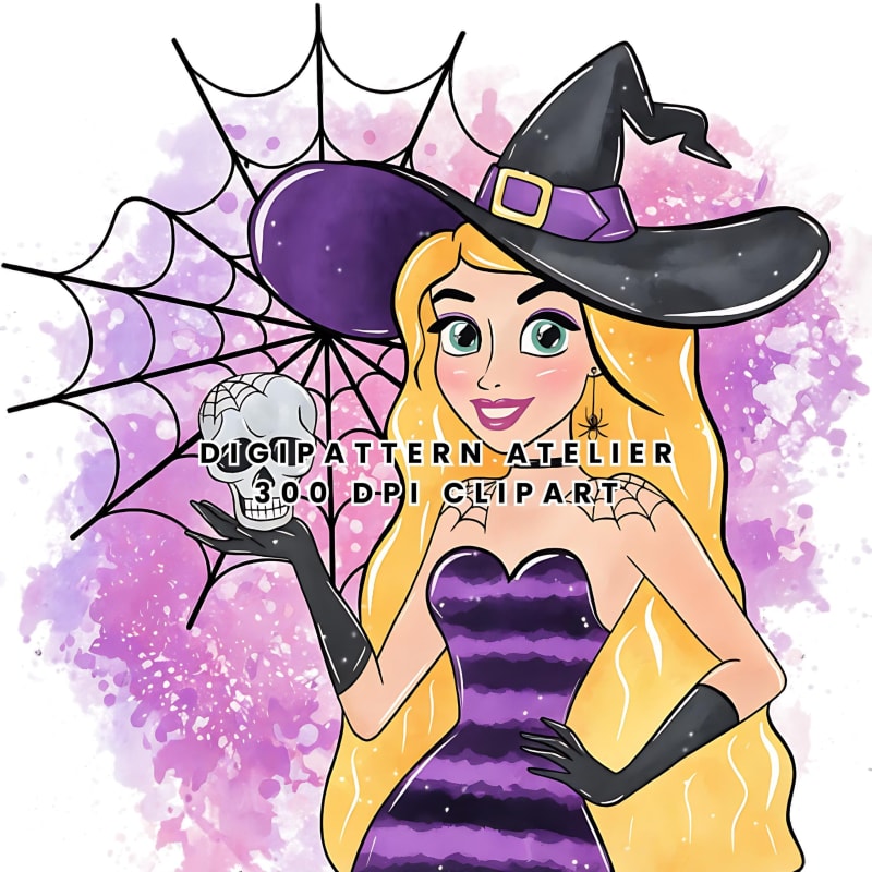 Disney Princess Rapunzel Halloween Skull Clipart PNG (Digital Download)
