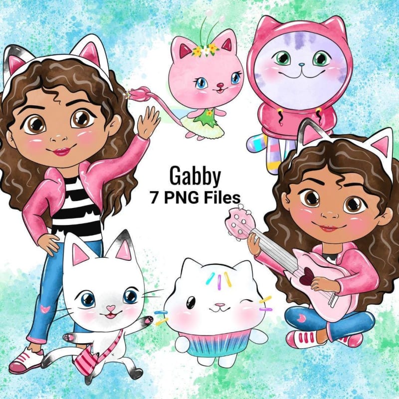 Gabby Cats Watercolor Clipart Bundle Dreamworks PNG (Digital Download)