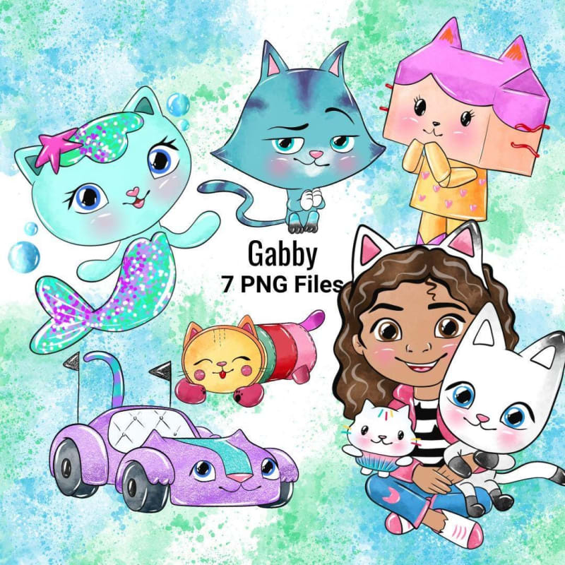 Gabby's Dollhouse Clipart Bundle Cartoon Cats Dreamworks PNG (Digital Download)
