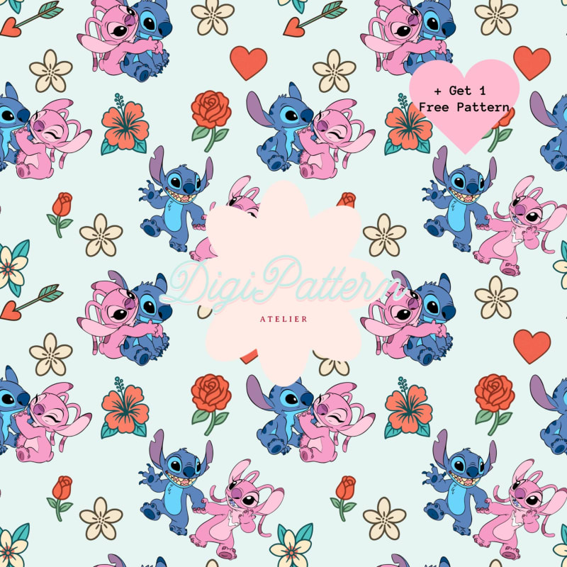 Love Seamless Pattern Stitch Valentines Day Disney Paper (Digital Download)