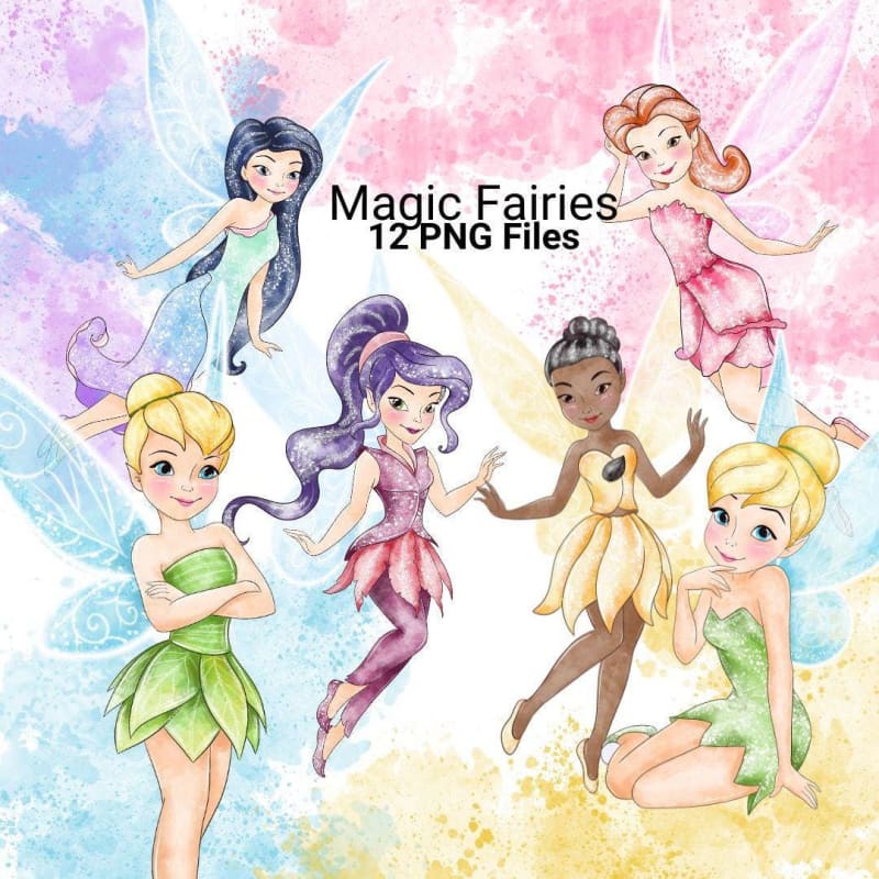 Magic Fairies Watercolor Clipart Bundle Disney PNG (Digital Download)