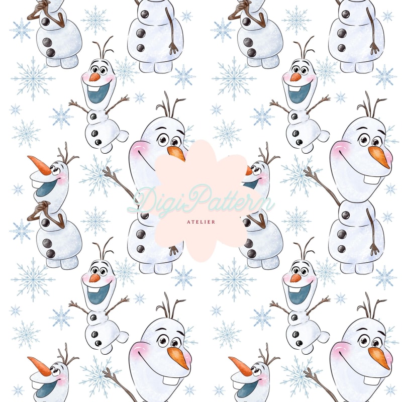 Olaf Frozen Seamless Pattern Winter Snowman Digital Snow Paper (Digital Download)